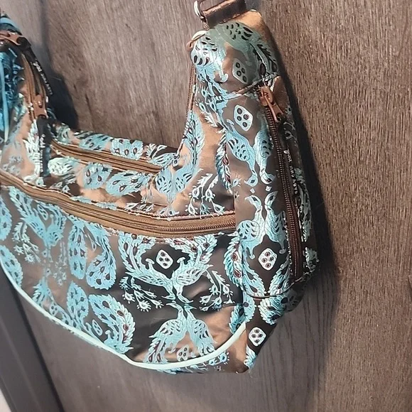 Petunia Pickle Bottom baby chic diaper bag nwot teal/brown vintage - Picture 5 of 11